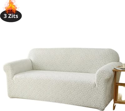 Livano Bankhoes - Bankbeschermer - Stretch - Sofa Cover - Effen - Wit - 3 Zits