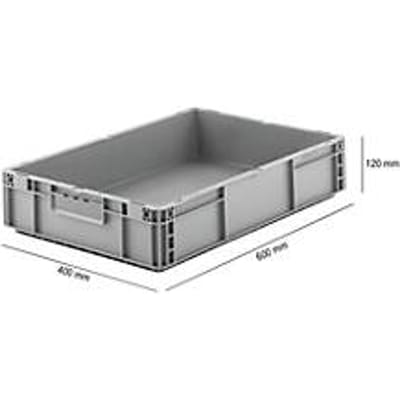 Stapelbak Eurobox MF 6120 - polypropeen - L 600 x B 400 x H 120 mm - 21 L  - gesloten handgrepen - grijs