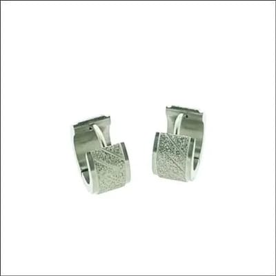 Aramat Jewels | Oorringen | Stalen Huggie Oorringen 14mm RVS Unisex | Gediamanteerd-Strepen-14x7mm | |7mm | Staal | Kinderen, Volwassenen | Verkleurd niet