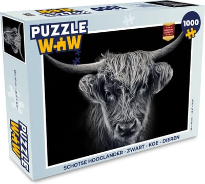 Puzzel Schotse hooglander - Zwart - Koe - Dieren - Legpuzzel - Puzzel 1000 stukjes volwassenen