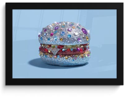 Poster in lijst - Fotolijst 30x20 cm - Posters - Glitters - Hamburger - Blauw - Posterlijst zwart - Decoratie - Wanddecoratie woonkamer - Muurdecoratie slaapkamer