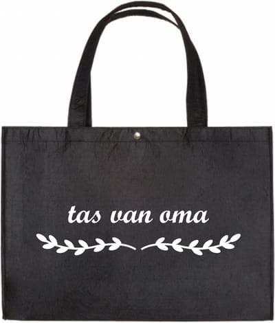 Tas Van Oma - Zwarte Vilten Tas A3 - Cadeautje Voor Oma - Shopper Van Vilt - Zwarte Vilten Tas Met Hengsels A3 Formaat