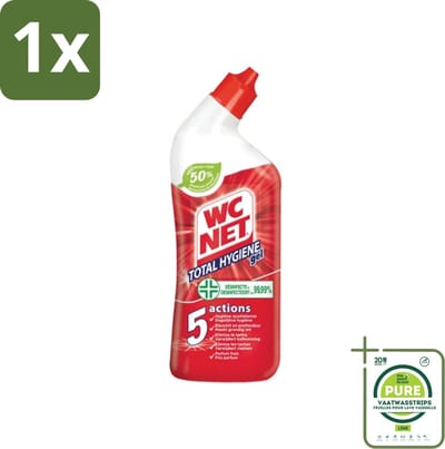 1 x WC Net - Toiletreiniger - Gel - Ontkalkt En Verwijdert Vlekken - 750 ml - Toilet Schoonmaak - Toilet Reiniger - Ontkalken Toilet - Vlekken Toilet - Toilet Glans