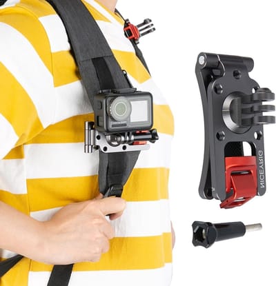 Verstelbare Rugzakriem Bevestigingsclip voor Action Cameras zoals DJI OSMO Pocket en GoPro Hero 5/6/7/8, Geschikt voor Sport en Avontuur