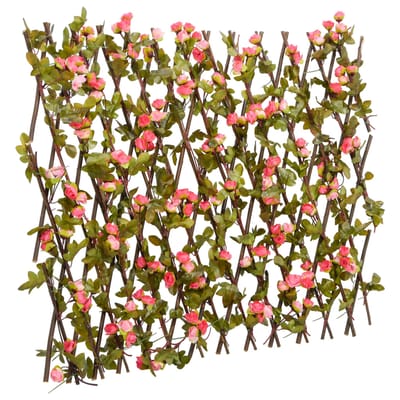 vidaXL - Kunstplant - klimop - op - latwerk - uittrekbaar - 180x60 - cm - donkerroze