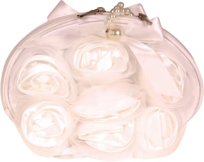 Tasje off-white met bloemen - 23x13cm