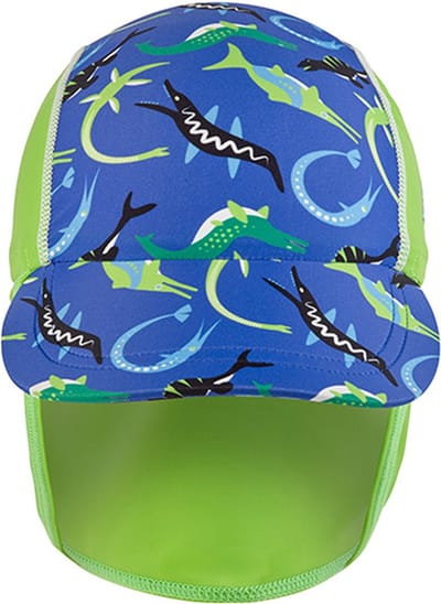 BECO ocean dinos - zonnepetje voor kinderen - UV SPF50+ - maat 1 - ca. 46 cm - blauw