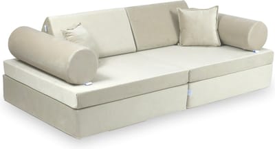 XXL Modulaire bank - Speelsofa- Velvet - Beige Comfort (inclusief 2 bolsters en 2 kussens)