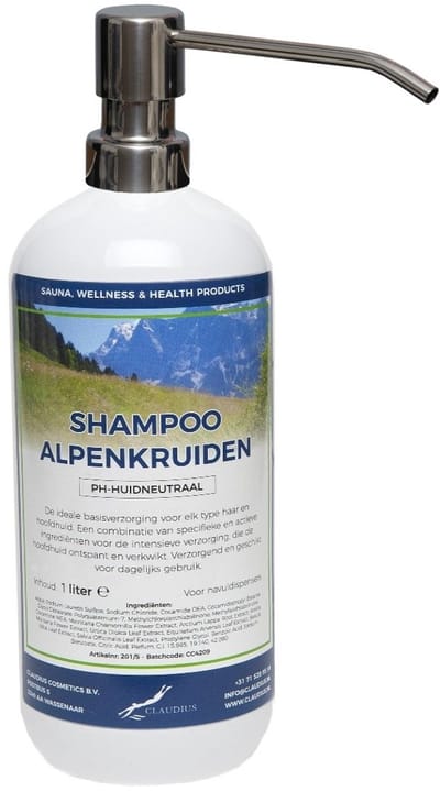 Shampoo Alpenkruiden - 1 liter met zilveren pomp - Haarverzorging