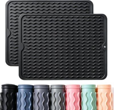 Set Van 2 Afdruipmatten - Afwas Droogmat - Hittebestendige Mat - Barmat - Hittebestendige Siliconenmat - Hittebestendige Tafelbeschermer - Accessoires voor Aanrecht - Voor Aanrechtbladen, Spoelbakken en Keukens