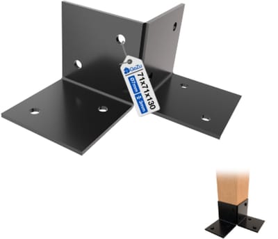 GeZu Impex Pergola Vloerbeugel 71 × 71 mm Zwart Poedergecoat – Stevige en duurzame vloerbeugel voor pergolabalken