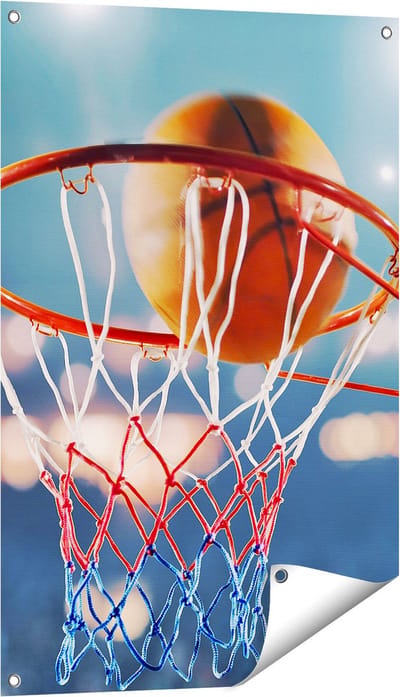 Gards Tuinposter Basketbal in Ring - Hoepel - Bord - 60x90 cm - Tuindoek - Tuindecoratie - Wanddecoratie buiten - Tuinschilderij