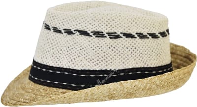 Herman chapeau petit bord avec la tête en paille papier ajourée blanc et son bord en paille naturelle