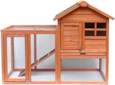 TIM®Kippenhok Met Ren - Kippenhok Kunststof - Kippenhok - Bruin - 122cm x 63cm x 92cm