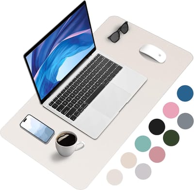 bureau-onderlegger 80 x 40 cm - XXL muismat van PU-leer, waterdicht en antislip - Multifunctionele bureaumat - tafelonderlegger voor kantoor/thuis/laptop (Beige)