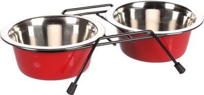Flamingo Arjun Duo Dinner Staander - Eet- En Drinkpot Honden - Eet- En Drinkpot Set + Staander Arjun Rood/zwart 13cm 380ml - 1st - 131148 - 1st