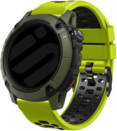 Strap-it Universele 24mm Sport Horlogeband geschikt voor Garmin Fenix 9 (Pro) 51mm / Fenix 8 (Pro) 51mm / Garmin Fenix 7x (Pro - Sapphire Solar) / Fenix 6x (Pro - Sapphire) / Fenix 5x (Plus) / Fenix 3 / Epix Pro (Gen 2 - 51mm) - Lime/Zwart