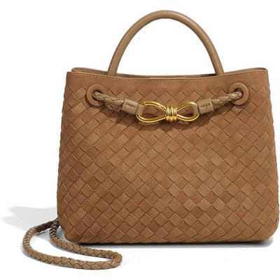 Suède Geweven Handtas, Veelzijdig voor Woon-werkverkeer, Enkele Schouder Crossbody Dames Tas, Trendy en Casual Tote Bag met Textuur brown