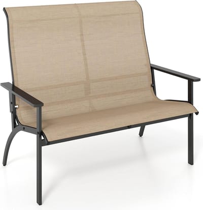 Tuinbank 2 Personen - Buitenbank Sofa - Ontspannen Buiten - Hoge Draagkracht - 81 x 120 x 106 cm - Koffiebruin