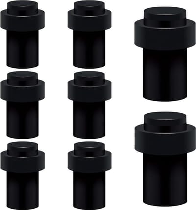 Deurstoppers Vloermontage - Deurvangers Deurhouders - Muren Beschermen - Roestvrij Staal Rubber Ring - Hoogte 60mm - Zwart