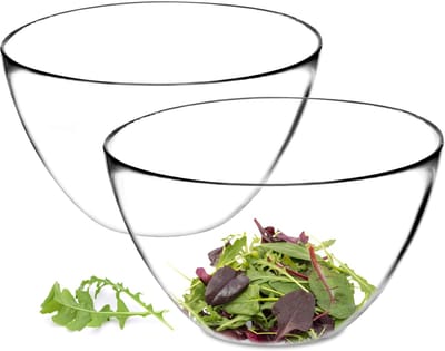 Saladeschaal van glas, ovale glazen schaal, 17 cm, glazen kom, diepe schaal voor snoep, fruit, salade, dessert, saladeschaal, fruitschaal
