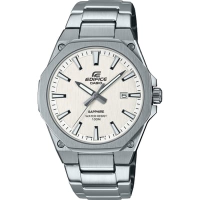 Casio Edifice roestvrij staal witte wijzerplaat quartz EFR-S108D-7A EFRS108D-7 100M herenhorloge zwart