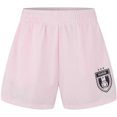 Hugo Mannen Nila B Game Day Zijstreep Voetbalkorte Broek (Pastelroze)