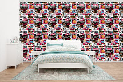 Behang - Fotobehang Basketbal - Quotes - Patroon - Alfabet - Breedte 500 cm x hoogte 280 cm
