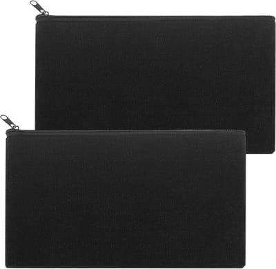 DIY Lege Stoffen Tassen, Reistasjes voor Toiletartikelen, Cosmetica Tassen met Rits, Bruidsmeisje Cadeau, Make-up Tas, Klein Reispotlood Etui - 21 x 12 cm (Zwart)