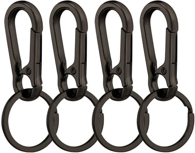 Dailygoods- Sleutelhanger Set van 4 - Metalen Karabijnhaak - Zinklegering Antiroest - Lichtgewicht Design - Multifunctioneel - Bronzen Look - Keychain