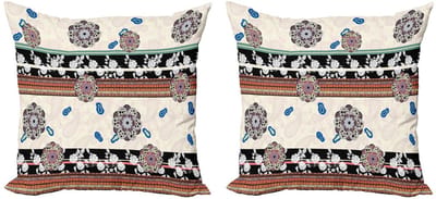 ABAKUHAUS Kussenhoes Set 2x50x50 cm – Dubbelzijdig bedrukt – Multicolor bloemen