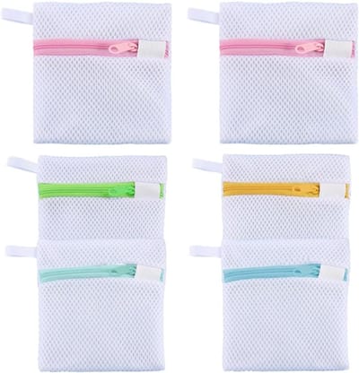 Kleine waszakken set van 6, herbruikbare opbergtassen met ritssluiting voor delicate kleding, ideaal voor reizen, thuis en hotelgebruik, beschermt sokken en handschoenen