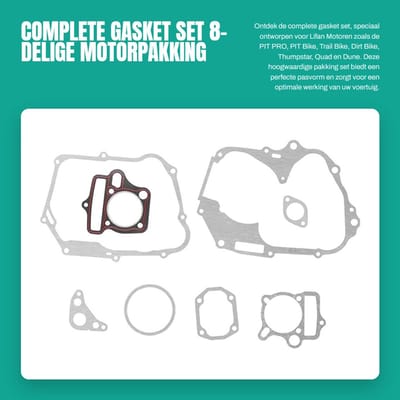 Dailygoods- Pakkingset Complete - 8 Stuks - Geschikt voor Lifan Motor - Hoogwaardige ABS - Slijtvast en Corrosiebestendig - Perfecte Aansluiting - Motorpakking