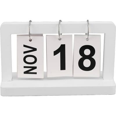 Calendrier à rabat vintage Affichage du mois et de la date Tourner la page Ornement de calendrier de bureau en bois pour la maison black