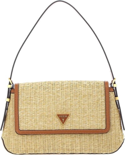 GUESS Schoudertas Handtas Desideria Flap Shoulder Bag Natural / Cognac Lichtbruin