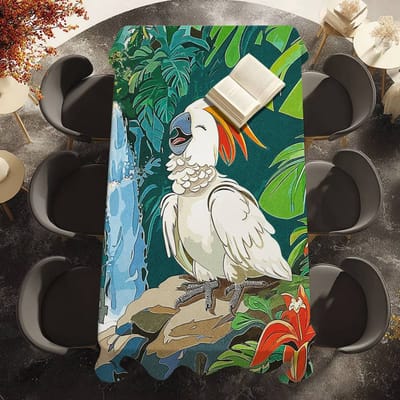 Schattige Kleine Dieren Tafelkleed Waterdicht Vlekbestendig Polyester Tafelhoes voor Decoratie Eettafel Keuken Feest Tafelkleed 100x140cm