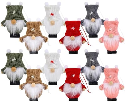 Dailygoods- Kersthanger 12 stuks - Kleine Kabouters - Kerstboomversiering - Traditioneel Handgemaakt - Rood/Wit - Unieke Decoratie - Kerstversiering