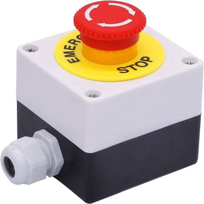 Noodstop Drukknop - Veiligheidsschakelaar Station - Machine Beveiliging - Rode Drukknop 40mm - 7.7 x 7.2 x 9cm - Rood