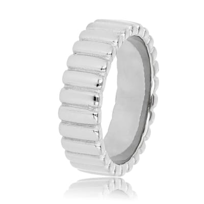 My Bendel - Zilverkleurige Ring met Ribbels - Zilverkleurige Ring - Stijlvolle Ribbels - Tijdloze Charme - met Luxe Cadeauverpakking | Sieraden Voor Dames | Maat 16.00 Mm / Maat 50