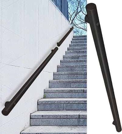 Trapleuning Buiten - Wandmontage Leuning - Veilig Traplopen - Roestvrij Staal - 80cm - Zwart