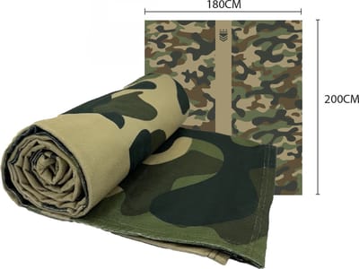 Caliber Warmtedeken - Survival deken - Isolerend Nooddeken - Noodpakket Denk Vooruit - 180 x 200cm - Lichtgewicht, Waterafstotend & Snel Droog - Legerprint Camouflage