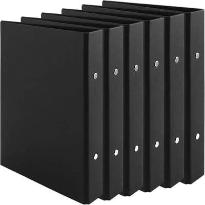 Vullingen Ringband A5, Herbruikbaar Kraft Papier, Set van 6, Met 2 Ringen voor Brochure en Losse Bladen, 17.5 x 23.5 cm, Inclusief Sticker voor Personalisatie