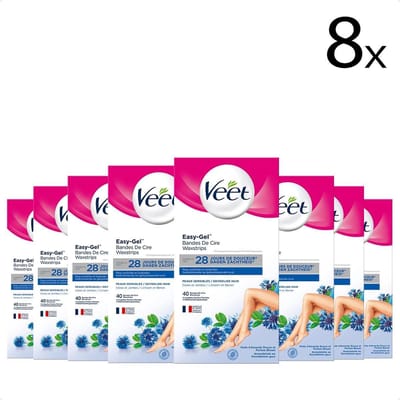 Veet Ontharingsstrips  - Benen & Lichaam - Gevoelige Huid - Easy-Gelwax - 40 stuks x8