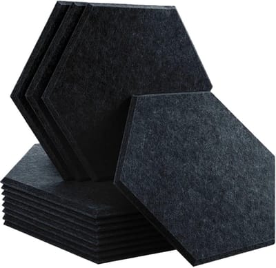 Geluidsabsorberende Panelen - Akoestische Isolatie - Studio Thuisopname - Hoge Dichtheid Polyester - Groot Zeshoekig - Donkergrijs