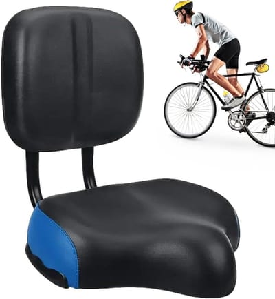 Fietsstoeltje met Rugleuning - Fietszadel met Steun - Comfortabel Fietsen - Verbreden en Verdikken - Verstelbare Lengte - Blauw
