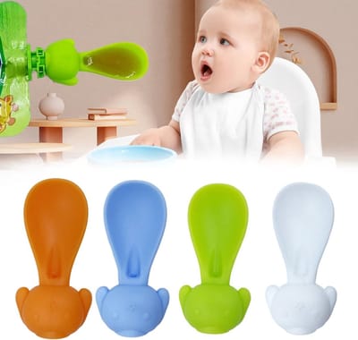 ECTEATOY® 4-delig Siliconen Babyvoedingsset - Zachte Mondstuk voor Fruitpureezakjes - Lekvrij Ontwerp - Geschikt voor Baby's 3+ Maanden - Eenvoudig Schoon te Maken