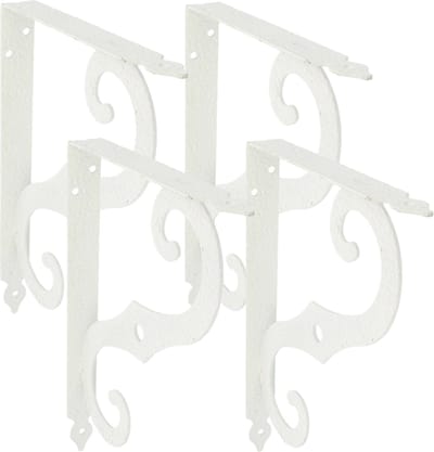 AMIG Plankdrager/steun/muurbeugel Barok - 4x - metaal - wit - H150 x B115 mm - Tot 90 kg - boekenplank steunen
