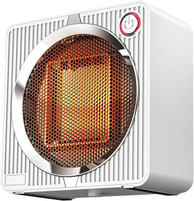 Kachel elektrisch - Ventilatorkachel - Kleine ruimteverwarmer - 500W - Mini-kantoorverwarmer - 14*7*14cm - Energiebesparende draagbare ruimteverwarmer voor gebruik binnenshuis - Wit
