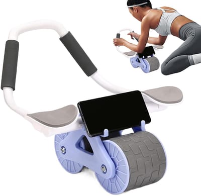 Ab Roller Wiel - Buikspierroller Fitnesswiel - Kracht Training - Automatische Terugslag - 41.5 cm - Blauw
