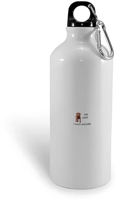Hacebo® - you work I watch and judge waterfles - Quotes - mensen die houden van quotes - hond - quotes - verjaardagscadeau - verjaardag - cadeau - kado - geschenk - gift - water fles - 400ML